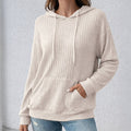 women's relaxed fit drawstring hoodie in beige