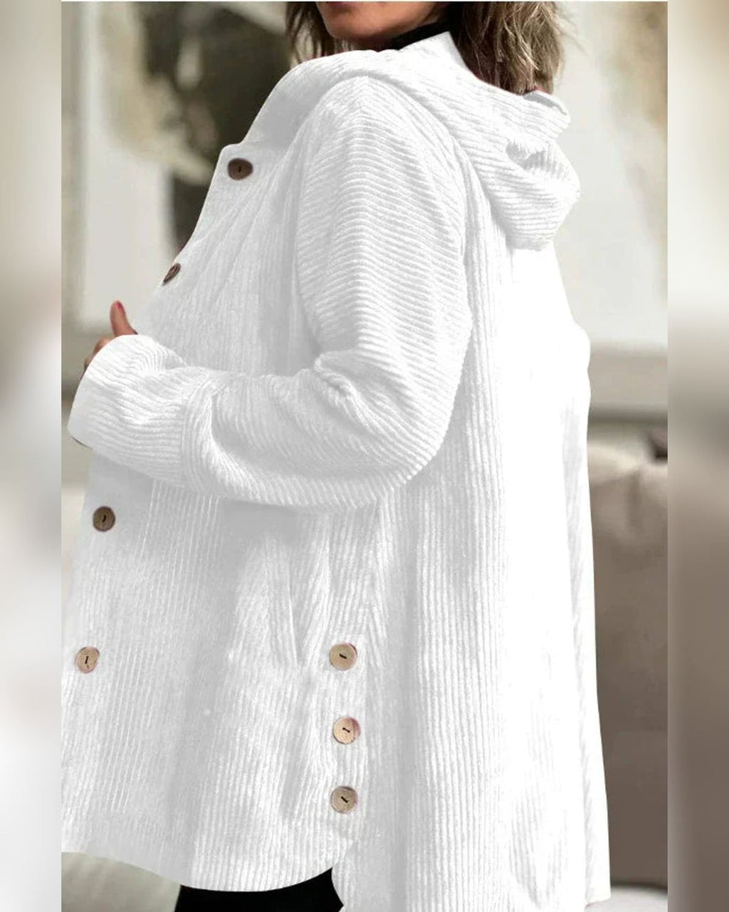 women's relaxed fit hooded longline jacket in white