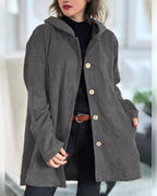 women's relaxed fit hooded longline jacket in gray