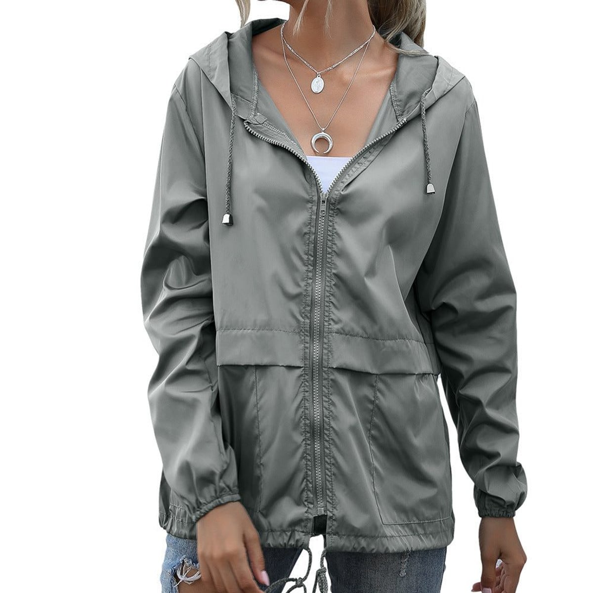 women's relaxed fit hooded raincoat