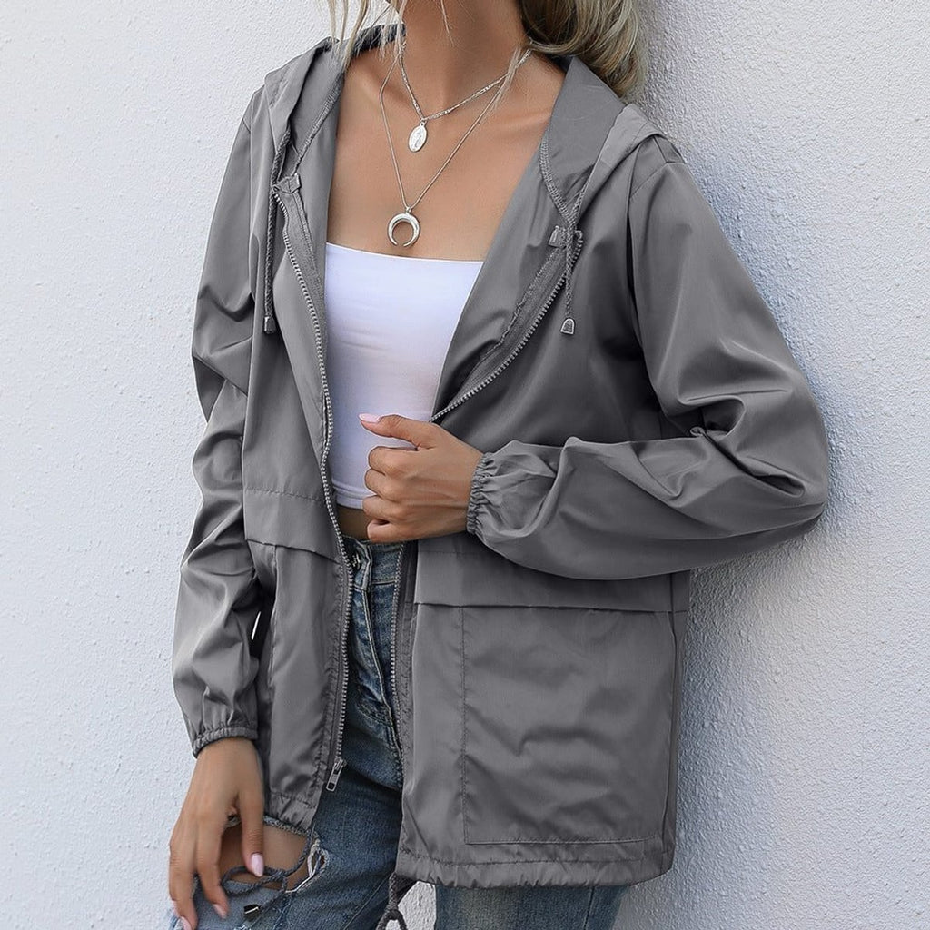 women's relaxed fit hooded raincoat in anthracite