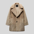 women's relaxed fit notch collar teddy coat in brown