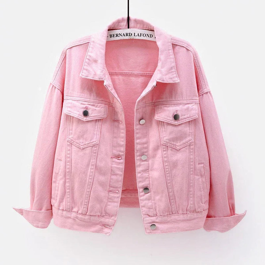 women's relaxed fit shirt jacket in pink