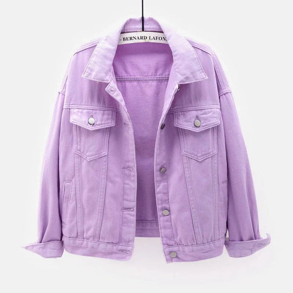 women's relaxed fit shirt jacket in purple