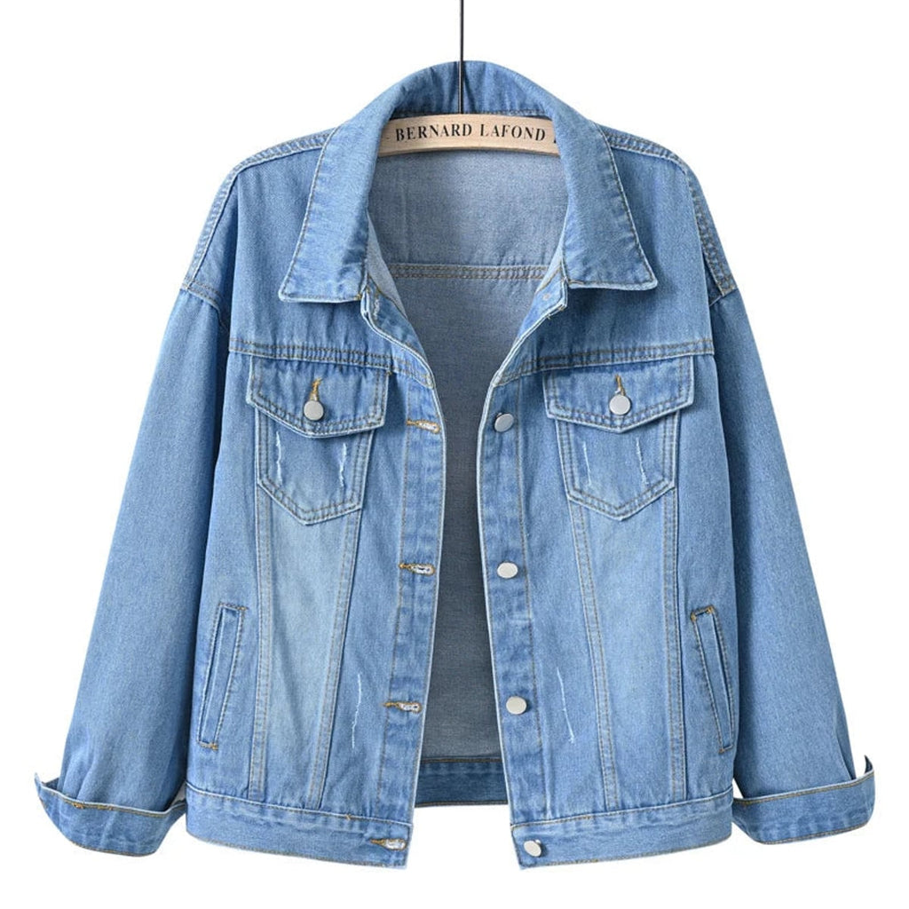 women's relaxed fit shirt jacket in blue