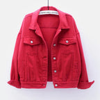 women's relaxed fit shirt jacket in red