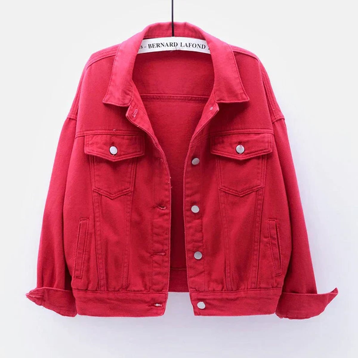 women's relaxed fit shirt jacket in red