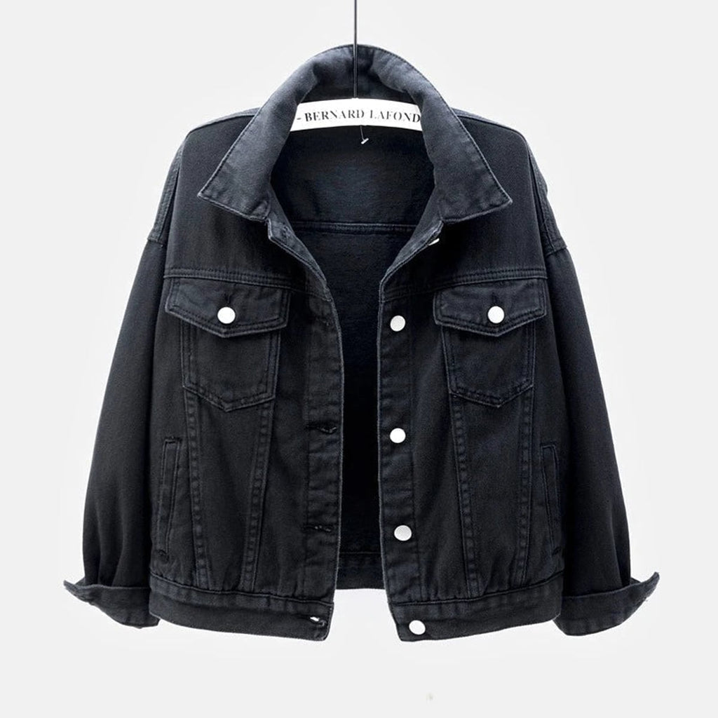 women's relaxed fit shirt jacket in black