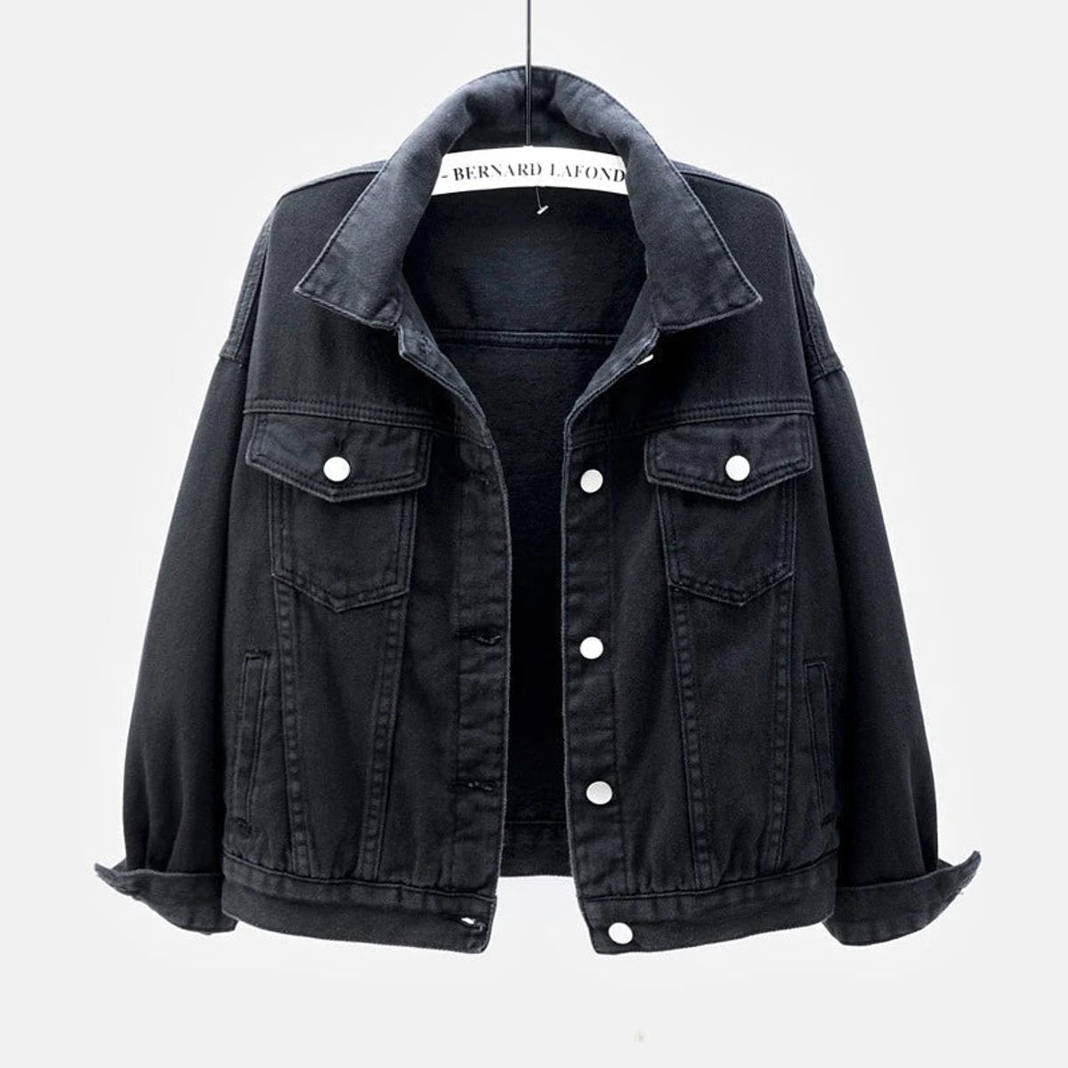 women's relaxed fit shirt jacket in black