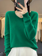 women's relaxed fit v-neck pullover sweater in green