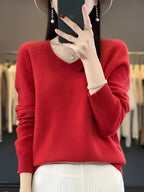 women's relaxed fit v-neck pullover sweater in red