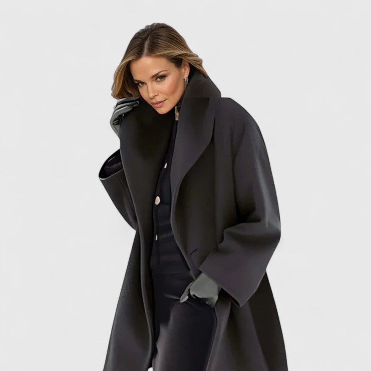 women's relaxed fit winter coat in black