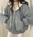 women's reversible sherpa-lined winter jacket in blue