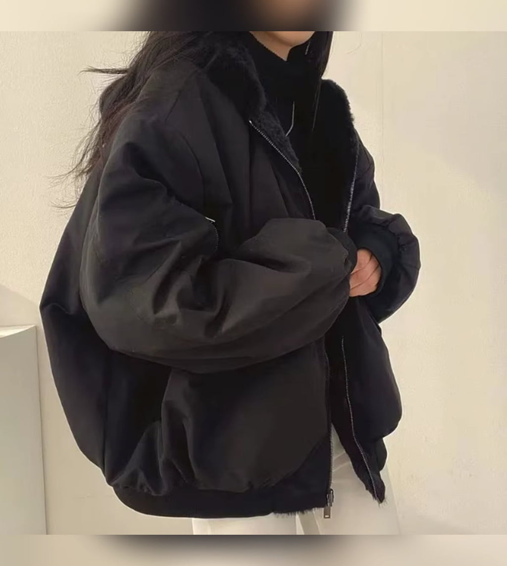 women's reversible sherpa-lined winter jacket