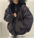 women's reversible sherpa-lined winter jacket in black