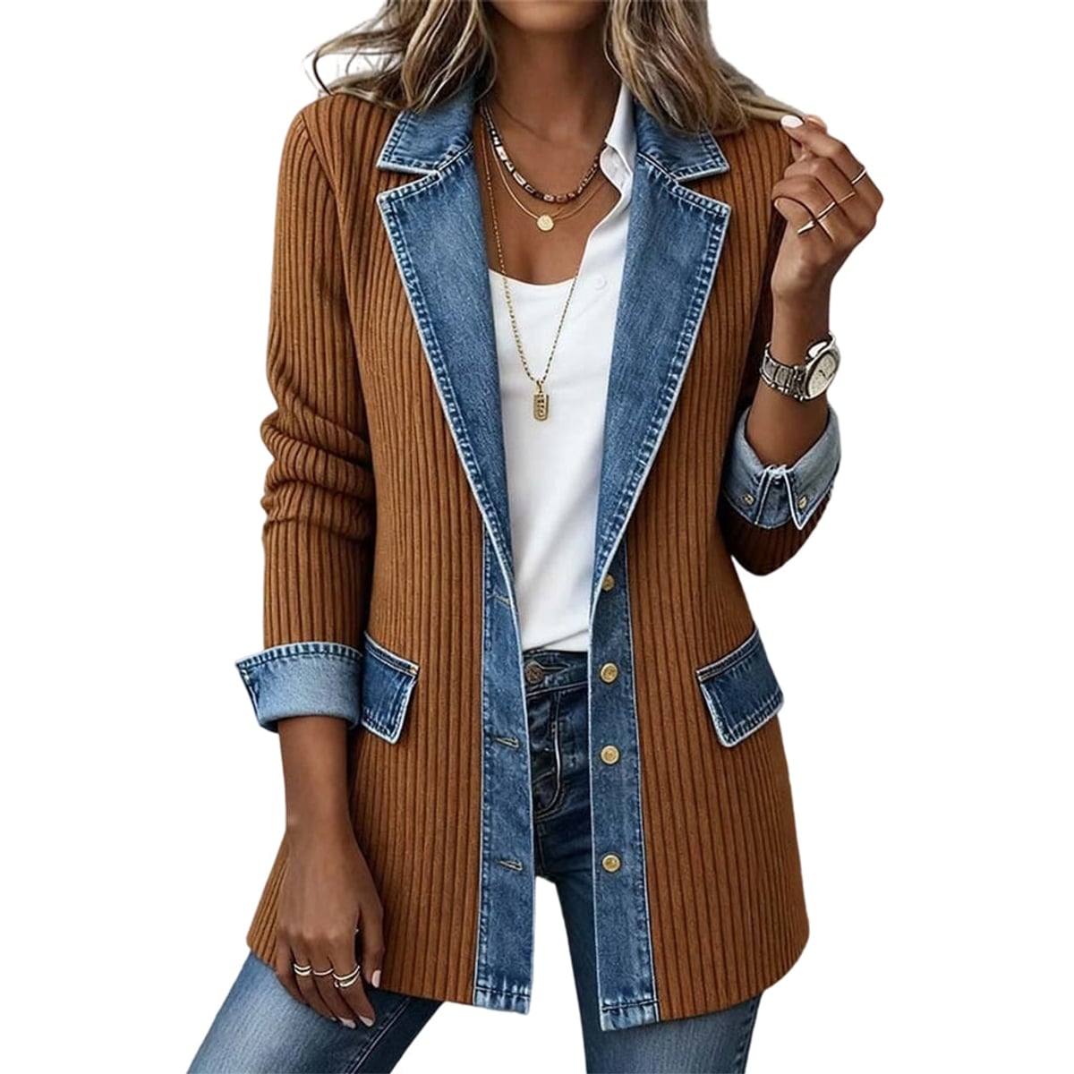 women's ribbed coat in khaki
