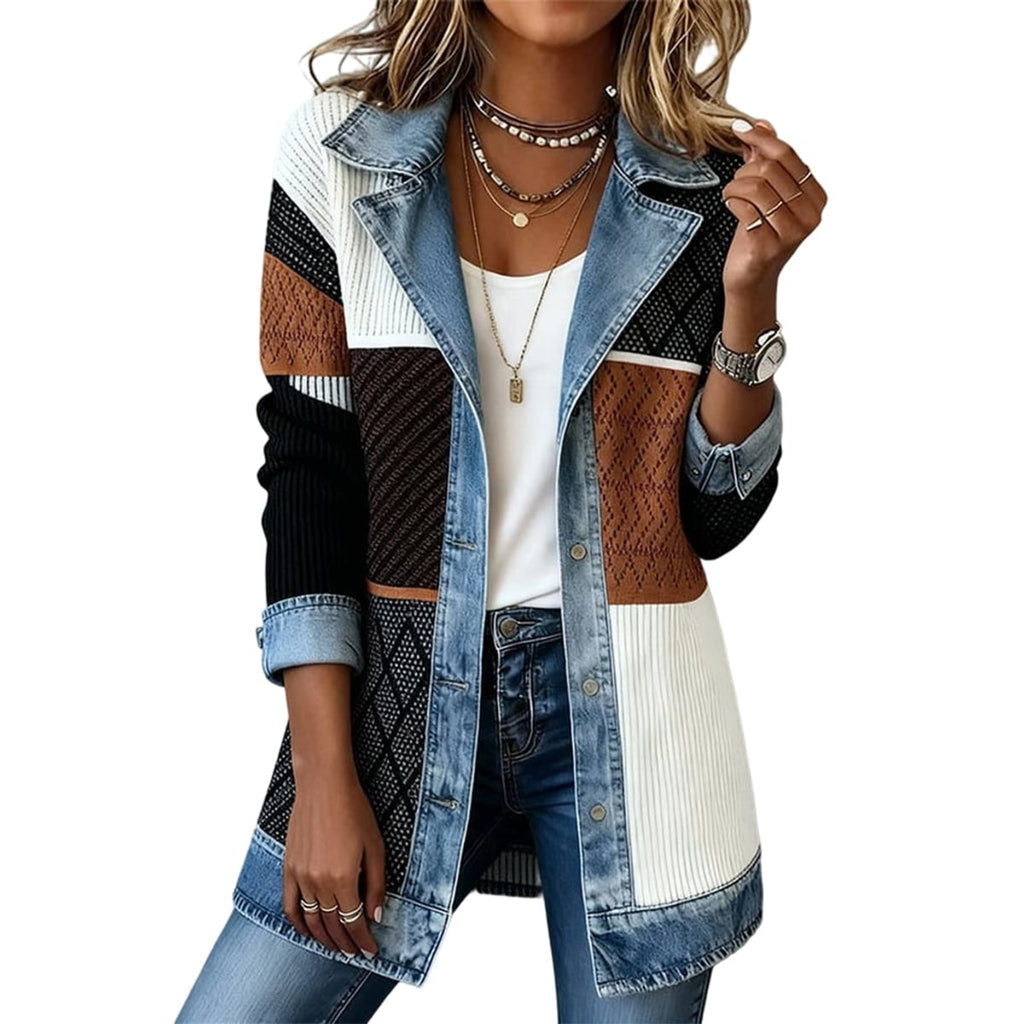 women's ribbed coat in two-tone