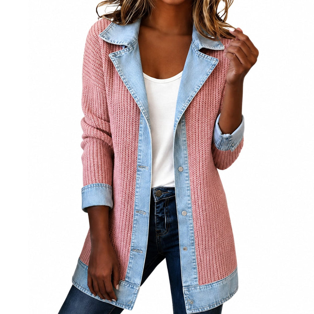 women's ribbed coat in pink