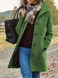 women's single-breasted winter coat in green