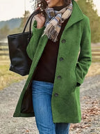 women's single-breasted winter coat in green