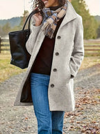 women's single-breasted winter coat in gray