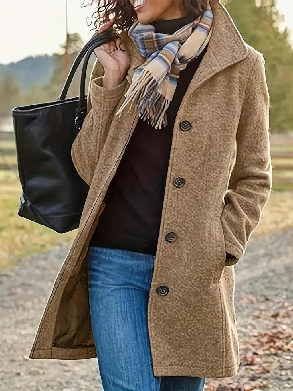 women's single-breasted winter coat in beige