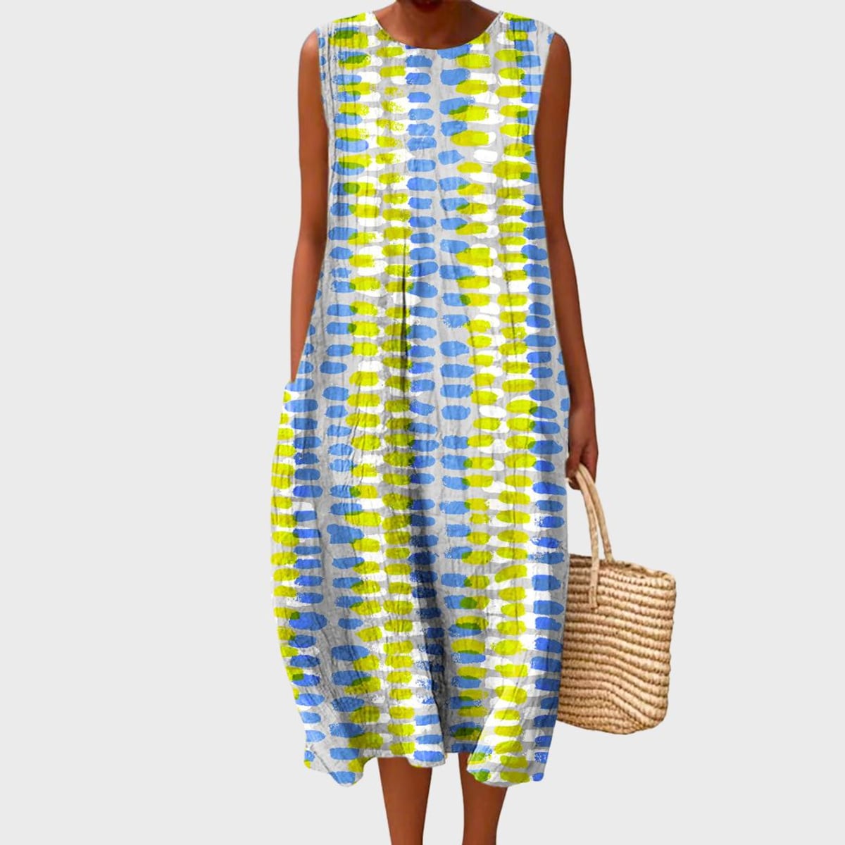 women's sleeveless printed midi dress in multicolor 2