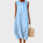 women's sleeveless printed midi dress in blue 2