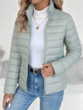 women's slim fit puffer jacket in green