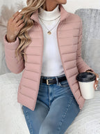 women's slim fit puffer jacket in pink