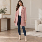 women's slim fit single-breasted midi coat in pink