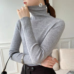 women's slim fit turtleneck sweater in gray