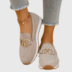 women's slip-on platform loafers in beige