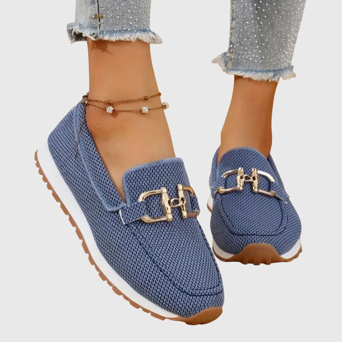 women's slip-on platform loafers in blue