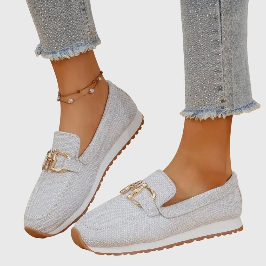 women's slip-on platform loafers in white