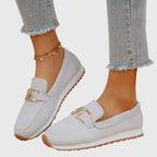 women's slip-on platform loafers in white