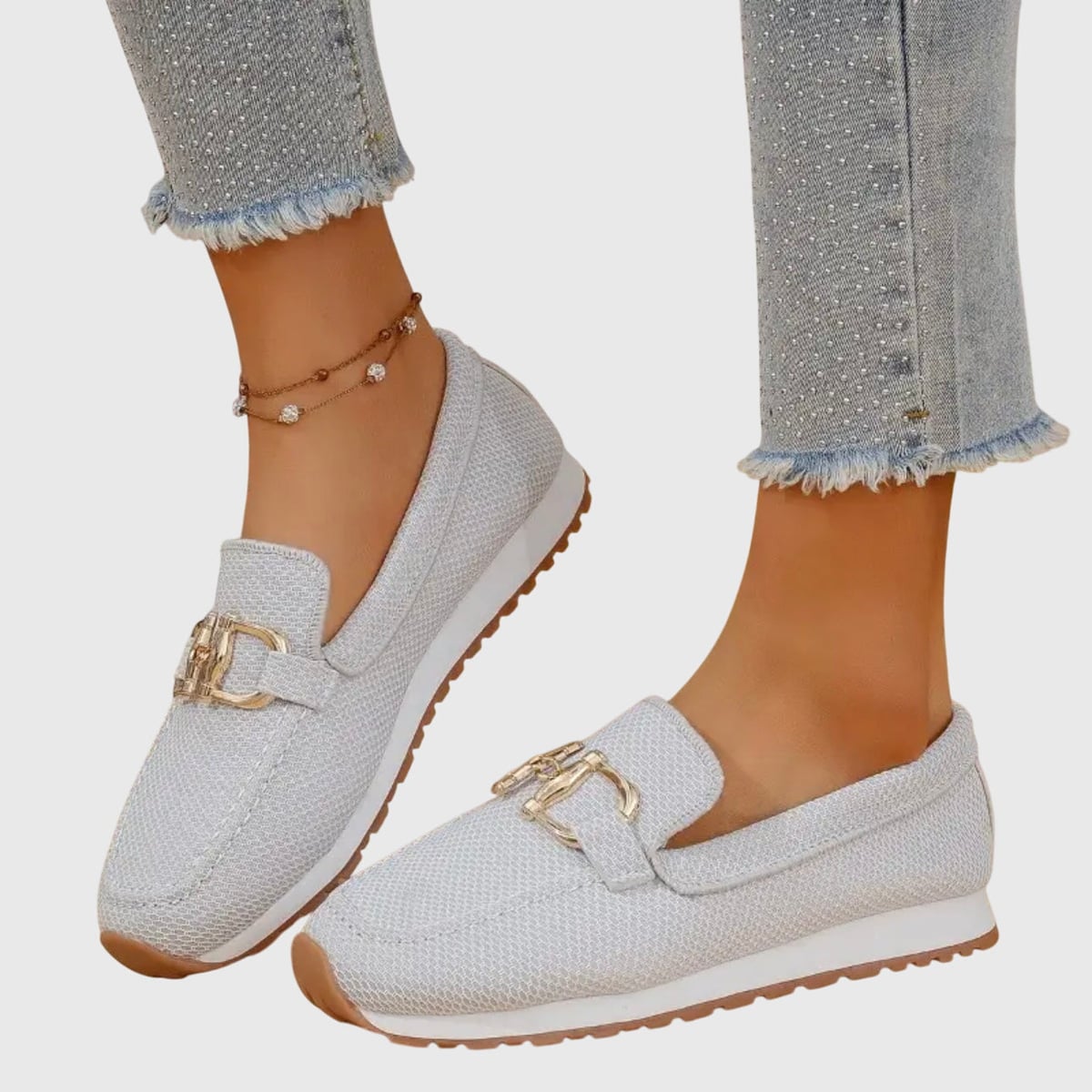 women's slip-on platform loafers in white