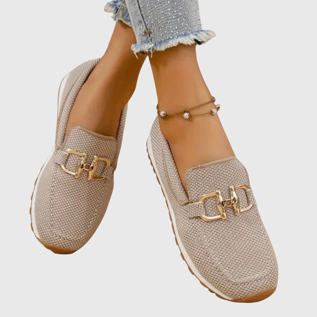 women's slip-on platform loafers in beige