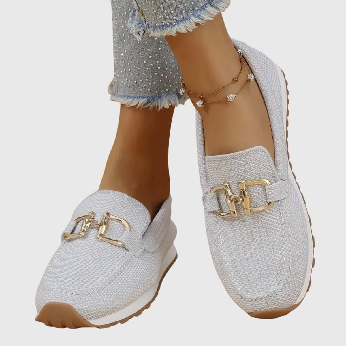 women's slip-on platform loafers in white