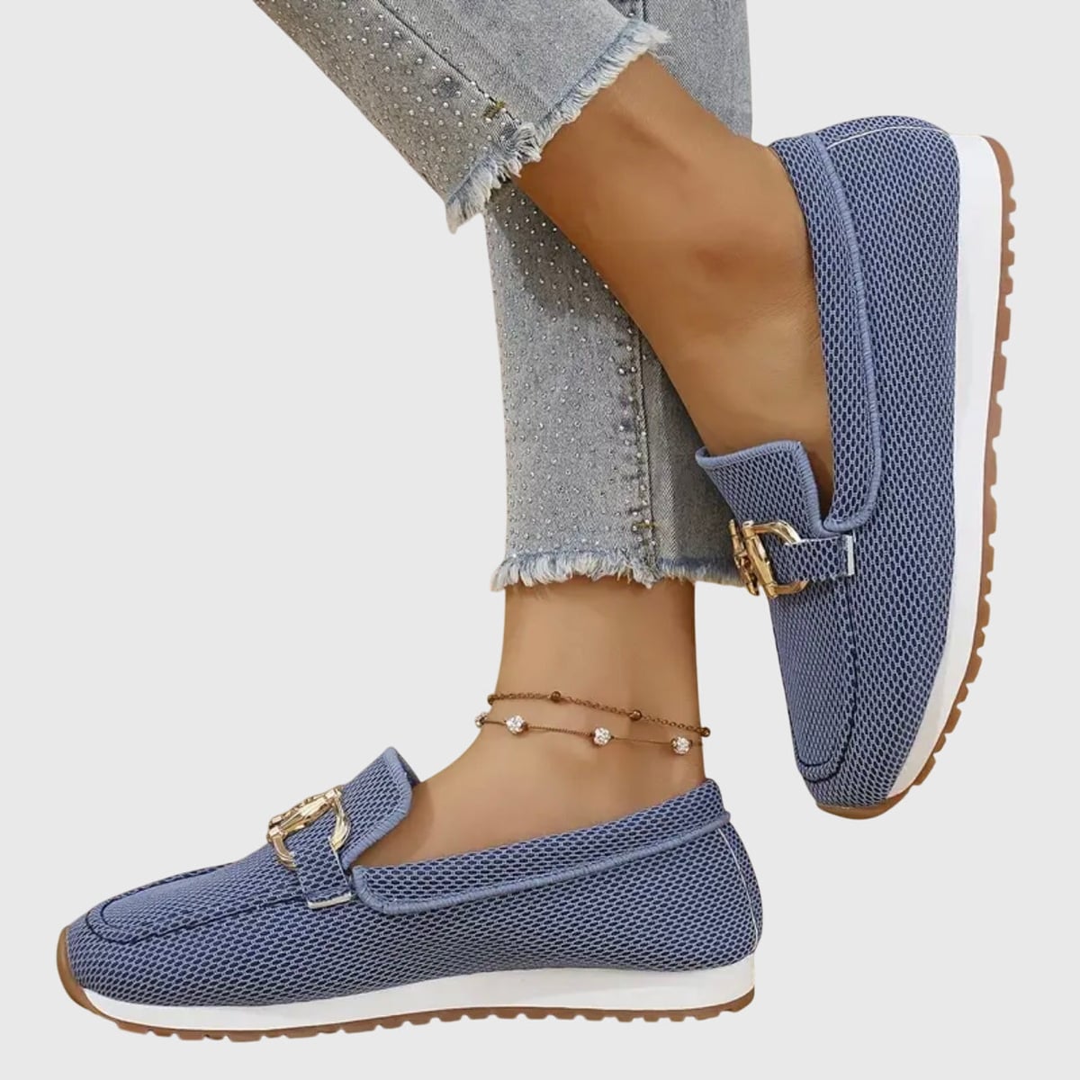 women's slip-on platform loafers in blue