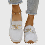 women's slip-on platform loafers in white