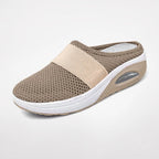women's slip-on platform mule trainers in khaki