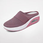 women's slip-on platform mule trainers in pink