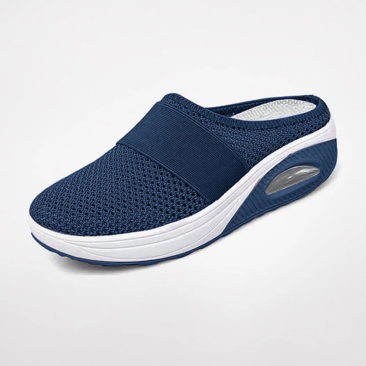 women's slip-on platform mule trainers in blue