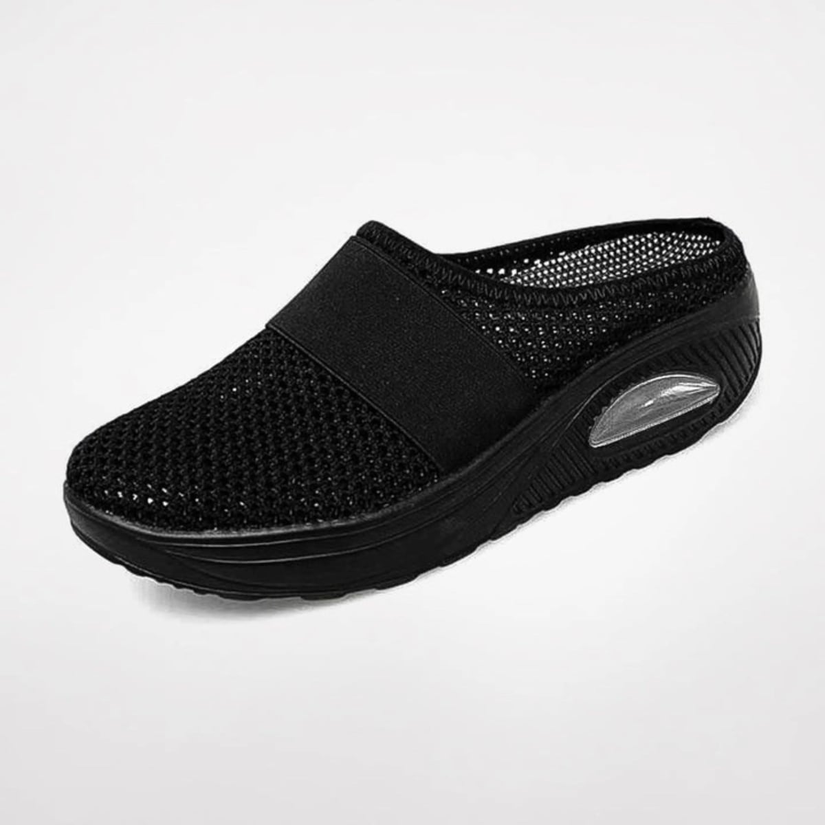women's slip-on platform mule trainers in black