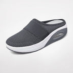 women's slip-on platform mule trainers in dark gray