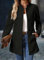 women's stand collar winter coat in black
