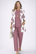 women's three-piece cardigan set in pink