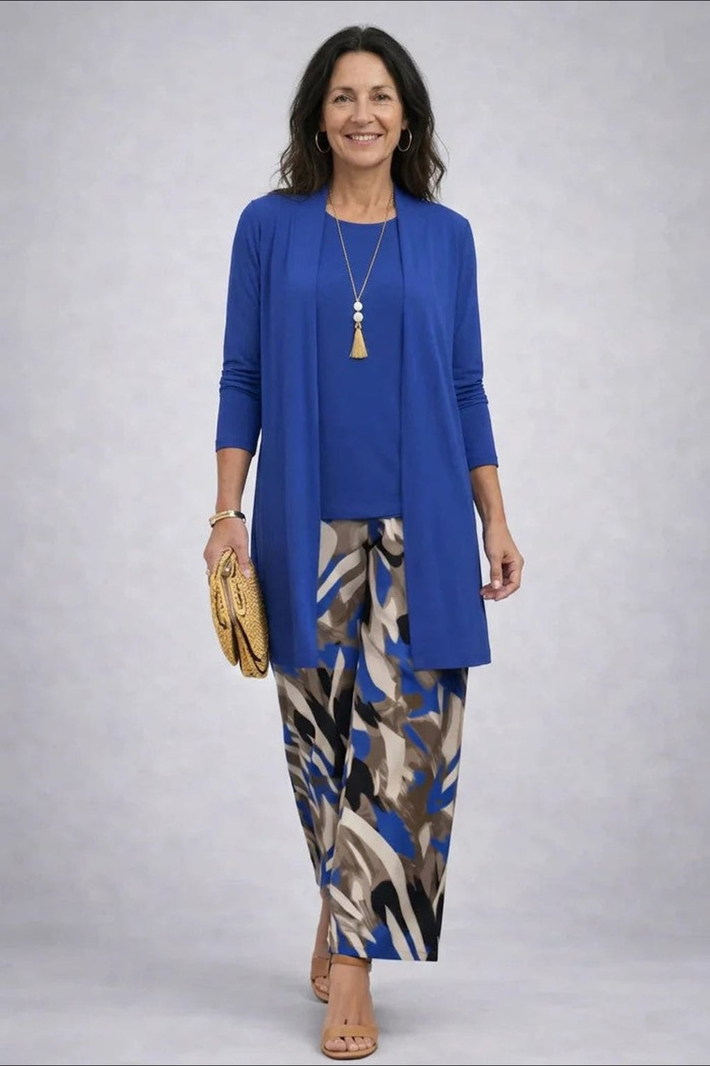 women's three-piece cardigan set in blue