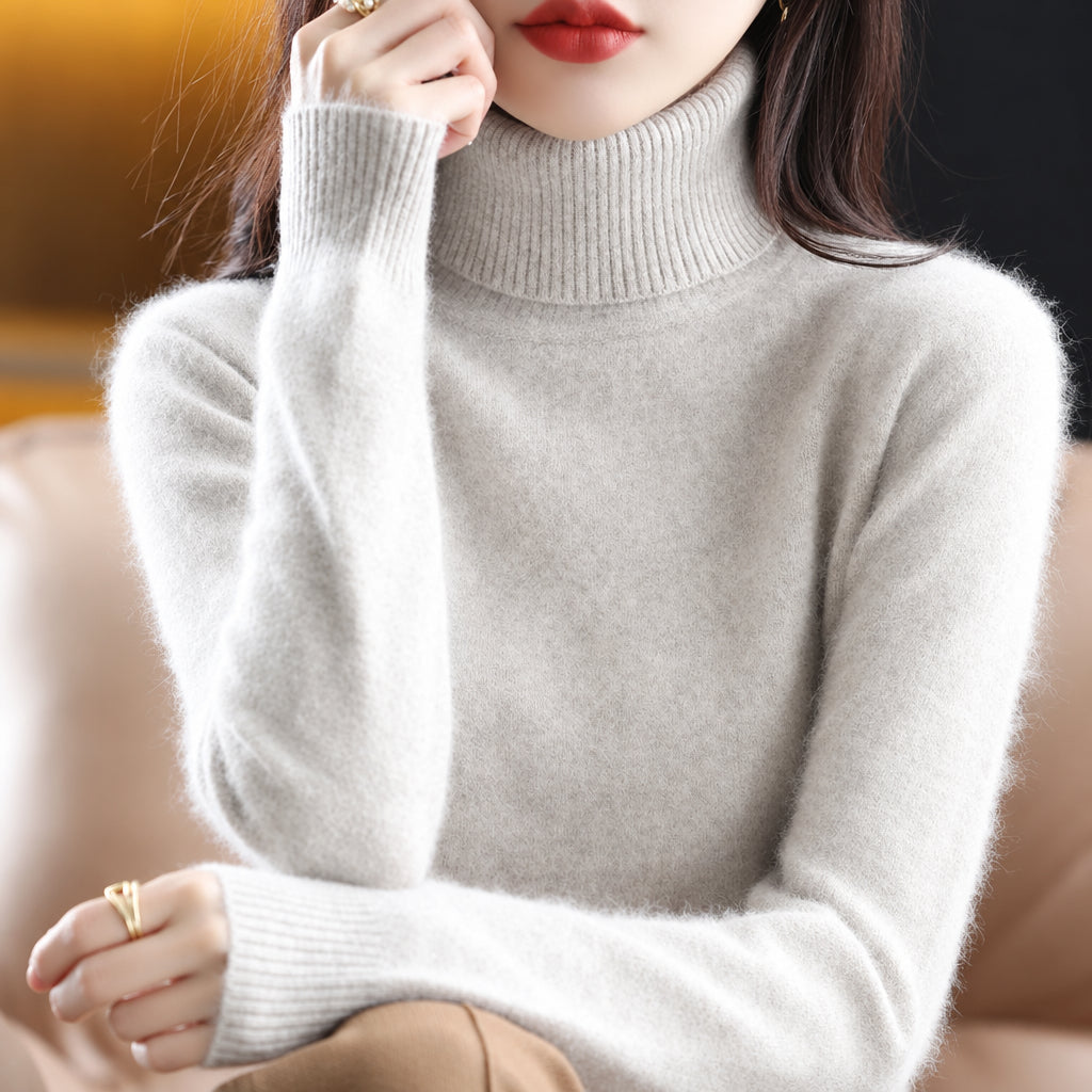 women's turtleneck knit sweater in khaki